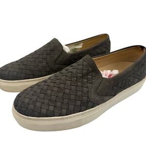 M.Gemi Classic Woven Leather Slip On Sneakers Gray Womens Size 40 Made In Italy